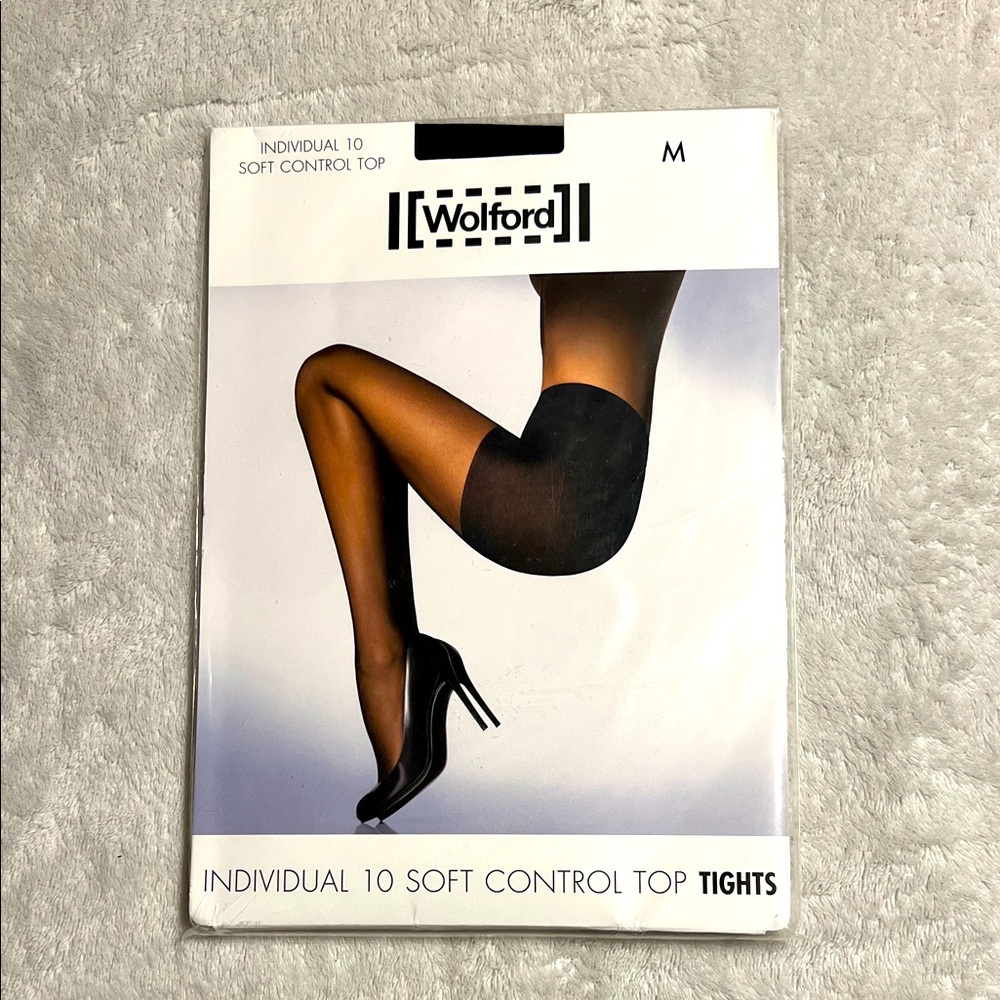 Wolford Individual 10 Black Soft Control Top Tights. Sizes Medium